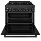 ZLINE 36 in. 4.6 cu. ft. Legacy Dual Fuel Range with Gas Cooktop and Electric Convection Oven in Black Stainless Steel with 6 Brass Burners, Open Box-Great Condition