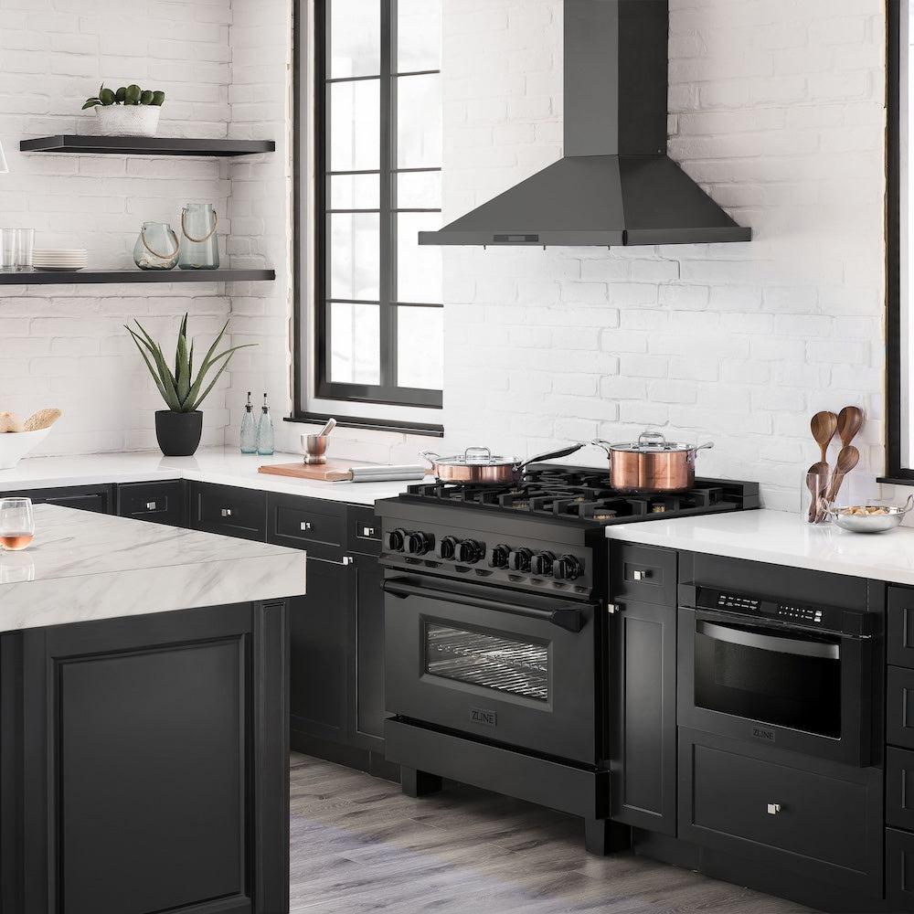 Black Stainless Steel Kitchen Appliances in a modern kitchen