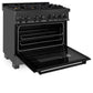 ZLINE 36 in. 4.6 cu. ft. Legacy Dual Fuel Range with Gas Cooktop and Electric Convection Oven in Black Stainless Steel with 6 Brass Burners, Open Box-Good Condition
