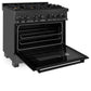 ZLINE 36 in. 4.6 cu. ft. Legacy Dual Fuel Range with Gas Cooktop and Electric Convection Oven in Black Stainless Steel with 6 Brass Burners, Open Box-Great Condition