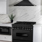 ZLINE 36 in. 4.6 cu. ft. Legacy Dual Fuel Range with Gas Cooktop and Electric Convection Oven in Black Stainless Steel with 6 Brass Burners, Open Box-Great Condition