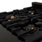 ZLINE Autograph Edition 36 in. 4.6 cu. ft. Legacy Dual Fuel Range with 6 Burner Gas Cooktop and Electric Convection Oven in Black Stainless Steel and Champagne Bronze Accents, Open Box-Great Condition
