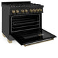 ZLINE Autograph Edition 36 in. Kitchen Package with Black Stainless Steel Dual Fuel Range and Range Hood with Champagne Bronze Accents (2AKP-RABRH36-CB)