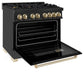 ZLINE Autograph Edition 36 in. 4.6 cu. ft. Legacy Dual Fuel Range with 6 Burner Gas Cooktop and Electric Convection Oven in Black Stainless Steel and Polished Gold Accents, Open Box-Good Condition