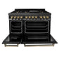 ZLINE Autograph Edition 48 in. 6.0 cu. ft. Legacy Dual Fuel Range with 7 Burner Gas Cooktop and 2 Electric Ovens in Black Stainless Steel and Champagne Bronze Accents, Open Box-Great Condition