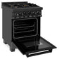 ZLINE 24 in. 2.8 cu. ft. Range with Gas Stove and Gas Oven in Black Stainless Steel with Brass Burners (RGB-24) side, oven open.