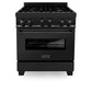 ZLINE 30 in. 4.0 cu. ft. Range with Natural Gas Stove and Natural Gas Oven in Black Stainless Steel (RGB-30) front, oven closed.