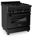 ZLINE 30 in. 4.0 cu. ft. Range with Natural Gas Stove and Natural Gas Oven in Black Stainless Steel (RGB-30) side, oven closed.