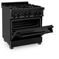 ZLINE 30 in. 4.0 cu. ft. Range with Natural Gas Stove and Natural Gas Oven in Black Stainless Steel (RGB-30) side, oven half open.