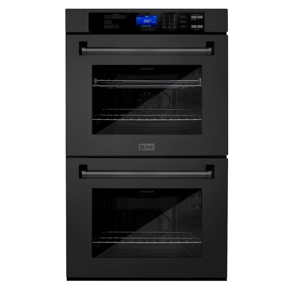 ZLINE Kitchen Package with 36 in. Black Stainless Steel Rangetop and 30 in. Double Wall Oven (2KP-RTBAWD36)