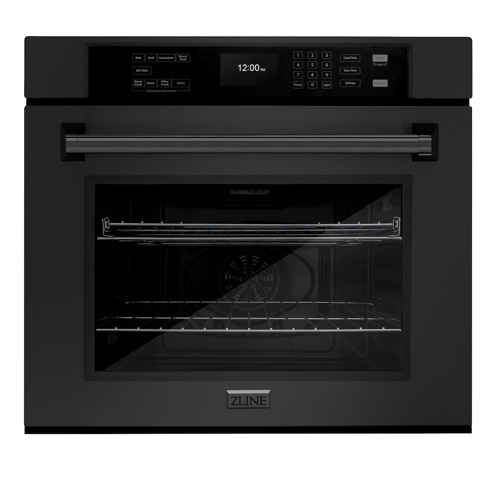 ZLINE 30 in. Professional True Convection Single Wall Oven with Air Fry and Self Clean in Black Stainless Steel, Open Box-Good Condition