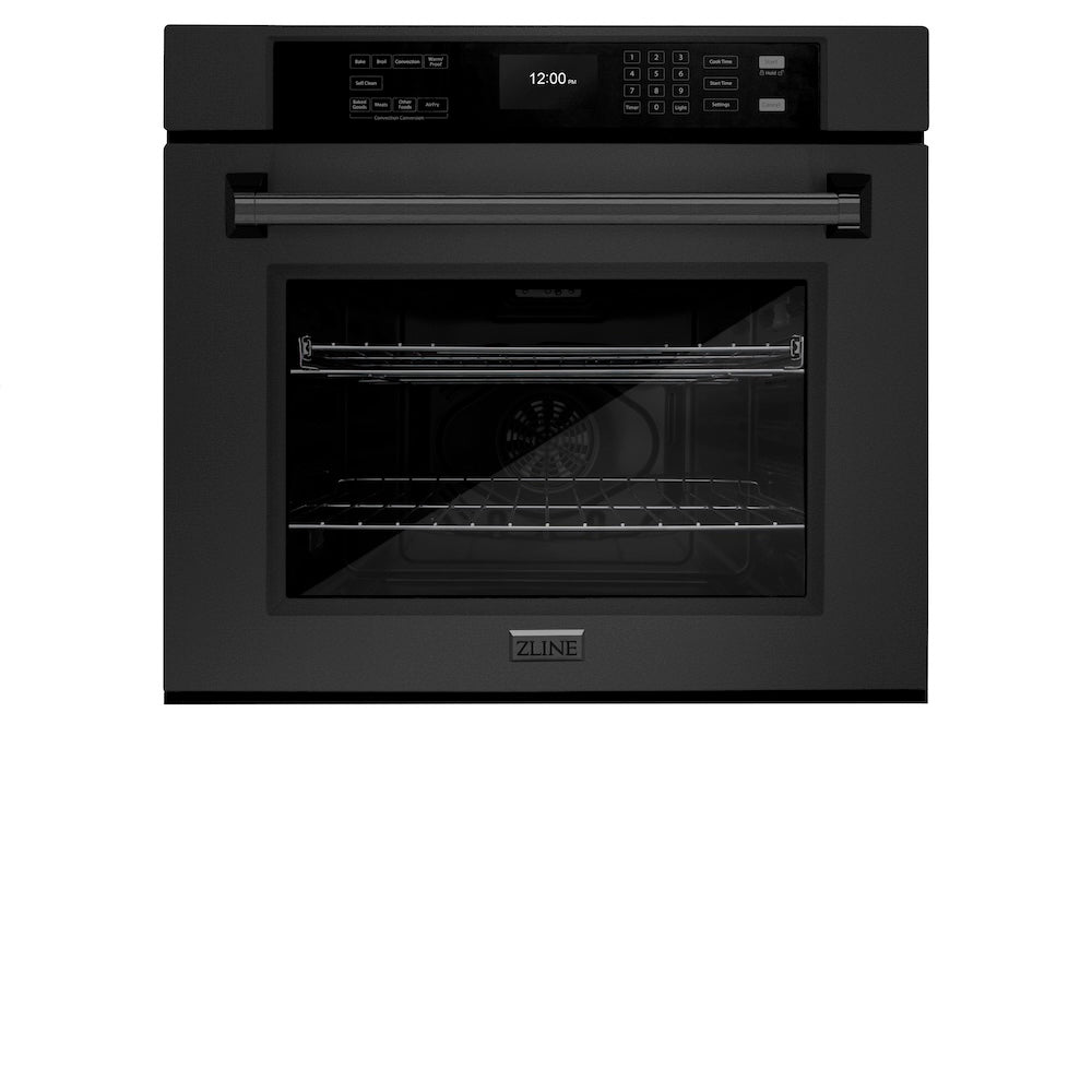 ZLINE 30 in. Professional True Convection Single Wall Oven with Air Fry and Self Clean in Black Stainless Steel (WASB-30)