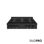 ZLINE 36 in. Paramount Gas Rangetop with 6 Burner DuoPro™ Cooktop in Black Stainless Steel, Open Box-Good Condition