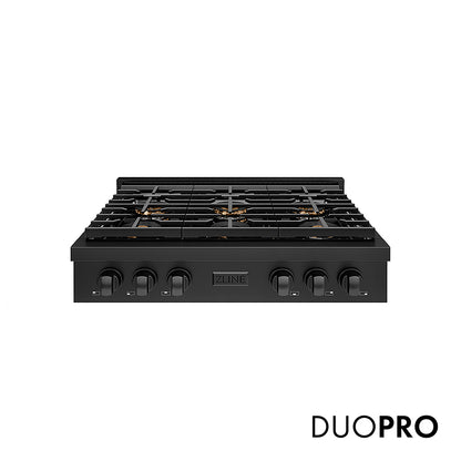 ZLINE 36 in. Paramount Gas Rangetop with 6 Burner DuoPro™ Cooktop in Black Stainless Steel, Open Box-Good Condition