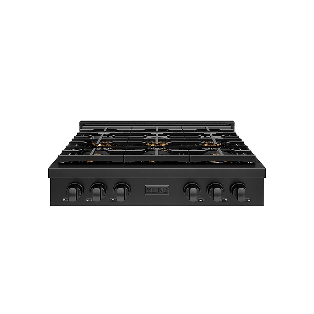 ZLINE 36 in. Paramount Gas Rangetop with 6 Burner DuoPro™ Cooktop in Black Stainless Steel, Open Box-Good Condition