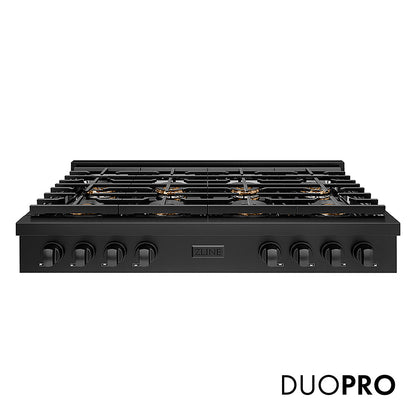 ZLINE 48 in. Paramount Gas Rangetop with 8 Burner DuoPro™ Cooktop in Black Stainless Steel, Open Box-Great Condition