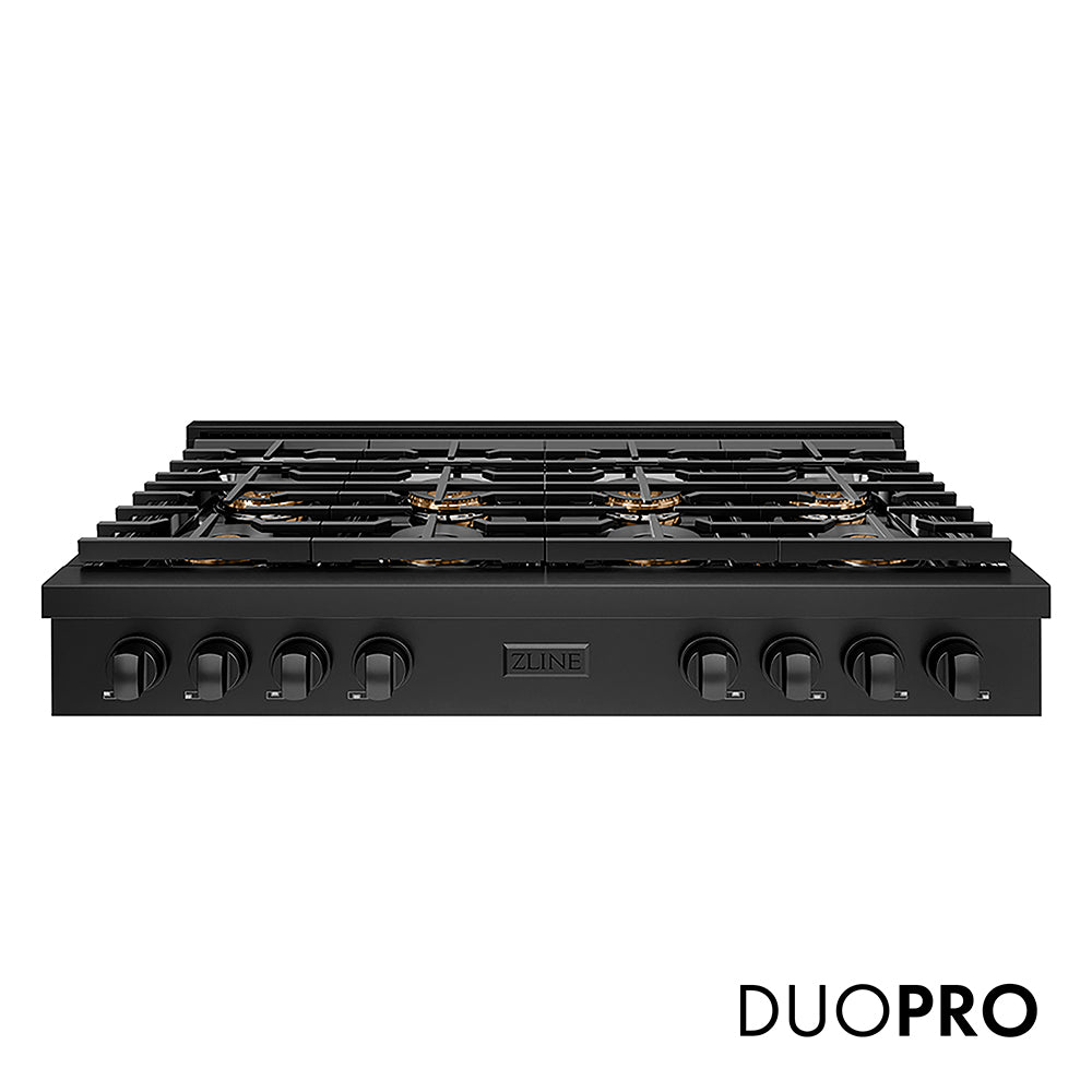ZLINE 48 in. Paramount Gas Rangetop with 8 Burner DuoPro™ Cooktop in Black Stainless Steel, Open Box-Good Condition