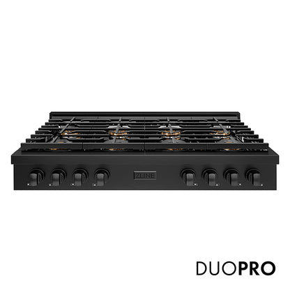 ZLINE 48 in. Paramount Gas Rangetop with 8 Burner DuoPro™ Cooktop in Black Stainless Steel, Open Box-Good Condition