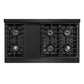 ZLINE 48 in. Paramount Gas Rangetop with 8 Burner DuoPro™ Cooktop in Black Stainless Steel (PSRTB-48) top-down, above cooktop.
