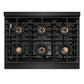 ZLINE Autograph Edition 36 in. Paramount Gas Rangetop with 6 Burner DuoPro™ Cooktop in Black Stainless Steel and Champagne Bronze Accents (PSRTBZ-36-CB) top-down, above cooktop.