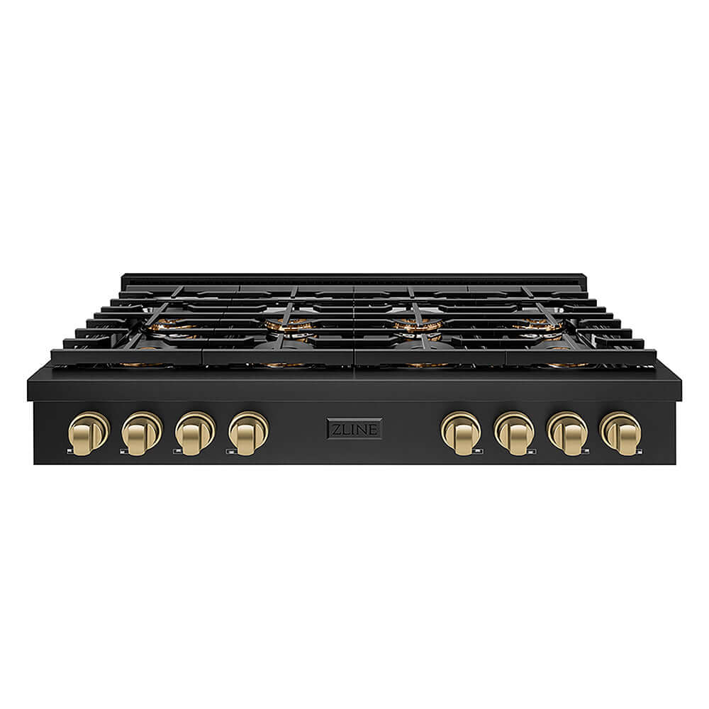 ZLINE Autograph Edition 48 in. Paramount Gas Rangetop with 8 Burner DuoPro™ Cooktop in Black Stainless Steel and Champagne Bronze Accents, Open Box-Good Condition
