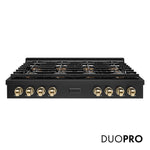 ZLINE Autograph Edition 48 in. Paramount Gas Rangetop with 8 Burner DuoPro™ Cooktop in Black Stainless Steel and Polished Gold Accents, Open Box-Good Condition