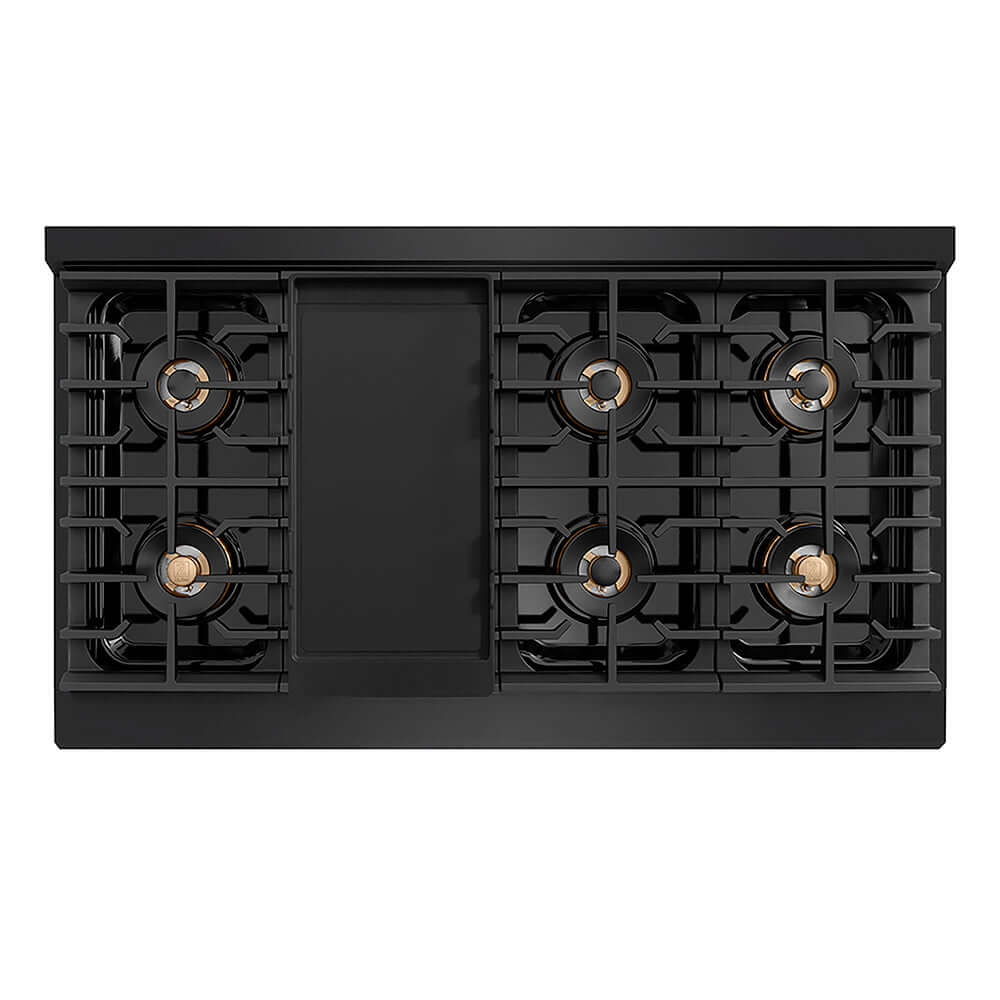 ZLINE Autograph Edition 48 in. Paramount Gas Rangetop with 8 Burner DuoPro™ Cooktop in Black Stainless Steel and Polished Gold Accents, Open Box-Good Condition