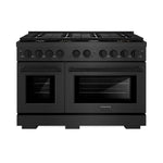 ZLINE 48 in. 6.7 cu. ft. Paramount Double Oven Dual Fuel Range with 8 Burner Gas Cooktop in Black Satin Stainless Steel, Open Box-Good Condition