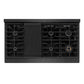 ZLINE 48 in. 6.7 cu. ft. Paramount Double Oven Dual Fuel Range with 8 Burner Gas Cooktop in Black Satin Stainless Steel (SDRBS-48) top-down, above cooktop.