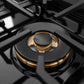 ZLINE Autograph Edition 30 in. 4.2 cu. ft. Paramount Dual Fuel Range with 4 Burner Gas Cooktop and Electric Convection Oven in Black Satin Stainless Steel with Champagne Bronze Accents (SDRBSZ-30-CB) large burner.