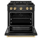 ZLINE Autograph Edition 30 in. 4.2 cu. ft. Paramount Dual Fuel Range with 4 Burner Gas Cooktop and Electric Convection Oven in Black Satin Stainless Steel with Polished Gold Accents, Open Box-Great Condition