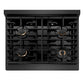 ZLINE Designer Collection 30 in. 4.2 cu. ft. Paramount Dual Fuel Range with 4 Burner Gas Cooktop and Electric Convection Oven in Black Satin Stainless Steel with Matte Black and Champagne Bronze Accents, Open Box-Good Condition