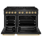ZLINE Autograph Edition 48 in. 6.7 cu. ft. Paramount Double Oven Dual Fuel Range with 8 Burner Gas Cooktop in Black Satin Stainless Steel and Champagne Bronze Accents, Open Box-Great Condition