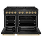 ZLINE Autograph Edition 48 in. 6.7 cu. ft. Paramount Double Oven Dual Fuel Range with 8 Burner Gas Cooktop in Black Satin Stainless Steel and Champagne Bronze Accents, Open Box-Good Condition