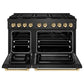 ZLINE Autograph Edition 48 in. 6.7 cu. ft. Paramount Double Oven Dual Fuel Range with 8 Burner Gas Cooktop in Black Satin Stainless Steel and Polished Gold Accents, Open Box-Good Condition