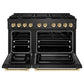ZLINE Autograph Edition 48 in. 6.7 cu. ft. Paramount Double Oven Dual Fuel Range with 8 Burner Gas Cooktop in Black Satin Stainless Steel and Polished Gold Accents, Open Box-Great Condition