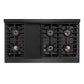 ZLINE 48 in. 6.7 cu. ft. Paramount Dual Fuel Range with 8 Burner DuoPro™ Cooktop and Dual Ovens in Black Satin Stainless Steel, Open Box-Great Condition