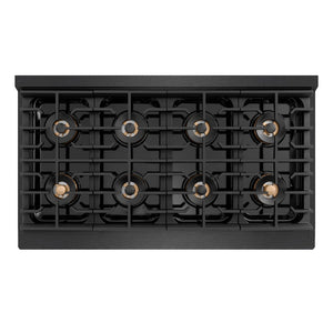ZLINE Autograph Edition 48 in. 6.7 cu. ft. Paramount Dual Fuel Range with 8 Burner DuoPro™ Cooktop and Dual Ovens in Black Satin Stainless Steel and Polished Gold Accents, Open Box-Good Condition
