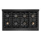 ZLINE 48 in. 6.7 cu. ft. Paramount Dual Fuel Range with 8 Burner DuoPro™ Cooktop and Dual Ovens in Black Satin Stainless Steel (PSDRBS-48) top-down, above cooktop.
