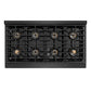 ZLINE Autograph Edition 48 in. 6.7 cu. ft. Paramount Dual Fuel Range with 8 Burner DuoPro™ Cooktop and Dual Ovens in Black Satin Stainless Steel and Champagne Bronze Accents, Open Box-Great Condition