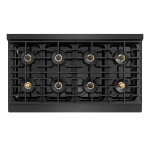 ZLINE Autograph Edition 48 in. 6.7 cu. ft. Paramount Dual Fuel Range with 8 Burner DuoPro™ Cooktop and Dual Ovens in Black Satin Stainless Steel and Champagne Bronze Accents, Open Box-Great Condition