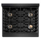 ZLINE 30 in. 4.2 cu. ft. Paramount Dual Fuel Range with 4 Burner DuoPro™ Cooktop and Electric Convection Oven in Black Satin Stainless Steel (PSDRBS-30) top-down, above cooktop.