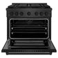ZLINE 36 in. 5.2 cu. ft. Paramount Dual Fuel Range with 6 Burner DuoPro™ Cooktop and Electric Convection Oven in Black Satin Stainless Steel, Open Box-Good Condition