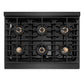 ZLINE 36 in. 5.2 cu. ft. Paramount Dual Fuel Range with 6 Burner DuoPro™ Cooktop and Electric Convection Oven in Black Satin Stainless Steel, Open Box-Good Condition