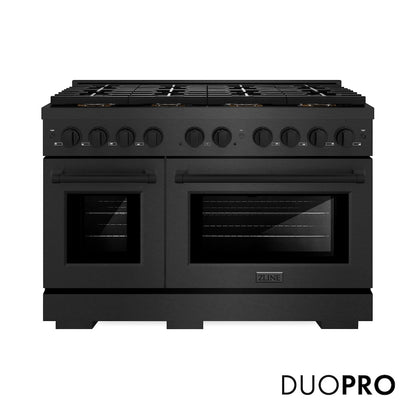 ZLINE 48 in. 6.7 cu. ft. Paramount Dual Fuel Range with 8 Burner DuoPro™ Cooktop and Dual Ovens in Black Satin Stainless Steel, Open Box-Good Condition