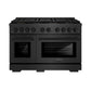 ZLINE 48 in. 6.7 cu. ft. Paramount Dual Fuel Range with 8 Burner DuoPro™ Cooktop and Dual Ovens in Black Satin Stainless Steel, Open Box-Great Condition
