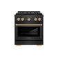 ZLINE Autograph Edition 30 in. 4.2 cu. ft. Paramount Dual Fuel Range with 4 Burner DuoPro™ Cooktop and Electric Convection Oven in Black Satin Stainless Steel and Champagne Bronze Accents, Open Box-Good Condition
