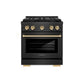 ZLINE Autograph Edition 30 in. 4.2 cu. ft. Paramount Dual Fuel Range with 4 Burner DuoPro™ Cooktop and Electric Convection Oven in Black Satin Stainless Steel and Polished Gold Accents, Open Box-Good Condition