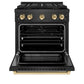 ZLINE Autograph Edition 30 in. 4.2 cu. ft. Paramount Dual Fuel Range with 4 Burner DuoPro™ Cooktop and Electric Convection Oven in Black Satin Stainless Steel and Polished Gold Accents, Open Box-Great Condition