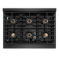 ZLINE Autograph Edition 36 in. 5.2 cu. ft. Paramount Dual Fuel Range with 6 Burner DuoPro™ Cooktop and Electric Convection Oven in Black Satin Stainless Steel and Polished Gold Accents, Open Box-Great Condition